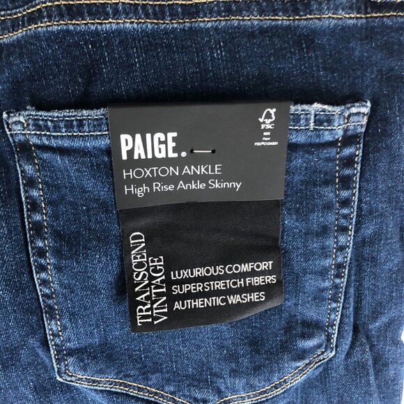 Paige Womens Hoxton Ankle High Rise Skinny Jeans Direction Destructed Denim 30 - Picture 3 of 6